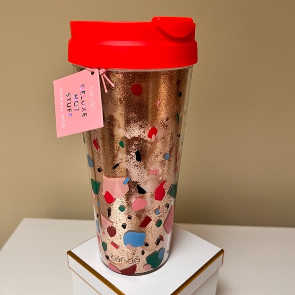 ❗️4/$65❗️ban.do deluxe hot stuff travel mug. Gold and confetti. - Picture 1 of 5